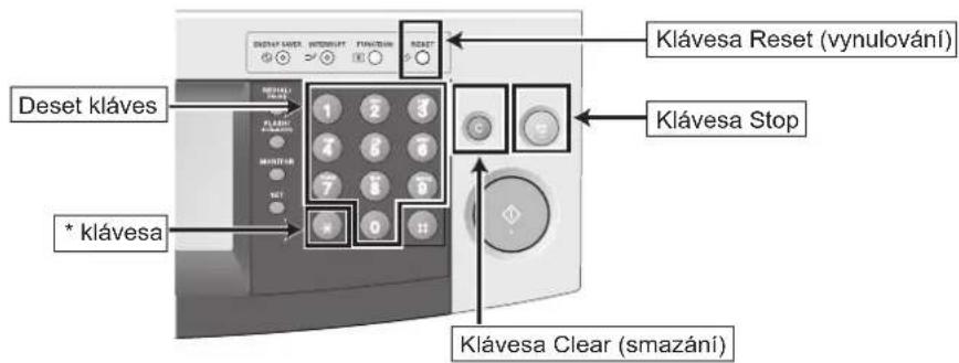 Deset kláves * klávesa Klávesa Reset (vynulování) Klávesa Stop Klávesa Clear (smazání)