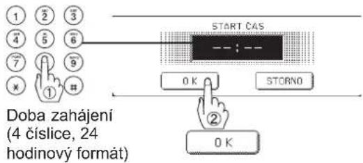 1 2 3 4 5 6 7 9 x ① # START CAS 0 K STORNO ② 0 K Doba zahájení (4 číslice, 24 hodinový format)