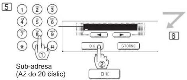 5 1 2 3 4 5 6 7 8 9 * # Sub-adresa (Až do 20 číslic) 6 OK STORNO ② OK