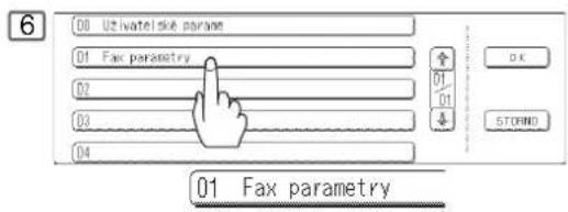 00 Uztivatel skie parame 01 Fax parametry 02 03 04 OK 01 01 STOPNO 01 Fax parametry