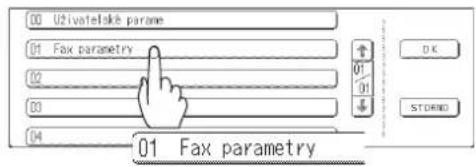 00 Uživatelské parame 01 Fax parametry 02 03 04 01 Fax parametry OK STORMD