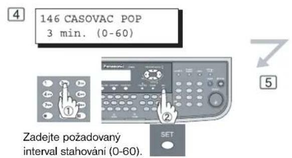 146 CASOVAC POP 3 min. (0-60) Zadejte požadovaný interval stahování (0-60).