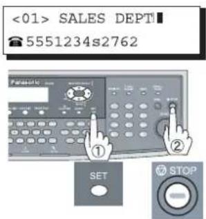 <01> SALES DEPT 5551234s2762 ① ② SET STOP