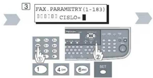 FAX. PARAMETRY (1-183) CISLO= ① ② ① ④ CHI ⑥ MNC SET
