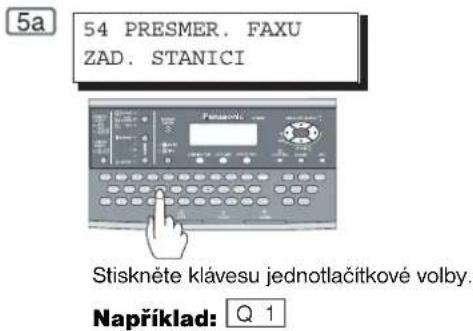 5a 54 PRESMER. FAXU ZAD. STANICI Stiskněte klávesu jednotlačitkové volby. Například: Q 1