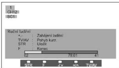 1 CH12 SC1 Ruční ladění •: Zahájení ladění TWAV: Polyb kurz. STR: Uložit F: Konac 02 78:01 41 SER F 4Y 5Y TVWAV