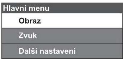 Hlavní menu Obraz Zvuk Další nastavení