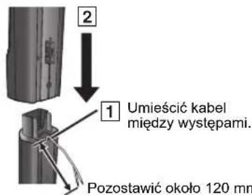 2 1 Umieścić kabel miedzy występami. Pozostawić około 120 mm