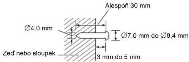 Alespoň 30 mm Ø4,0 mm Ø7,0 mm do Ø9,4 mm Zed' nebo sloupek 3 mm do 5 mm