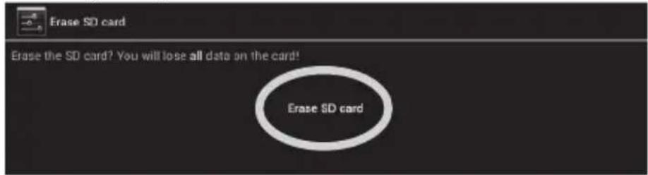Erase SD card Erase the SD card? You will lose all data on the card! Erase SD card