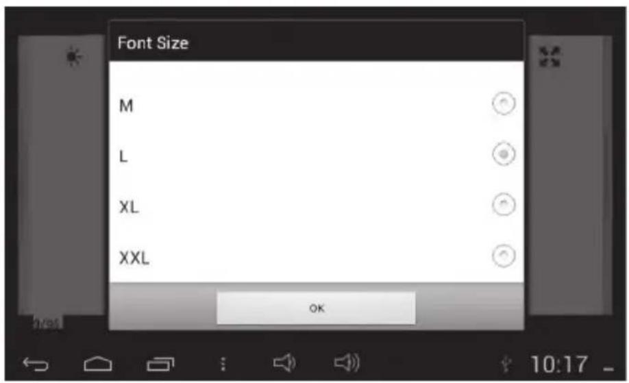 Font Size M L XL XXL OK