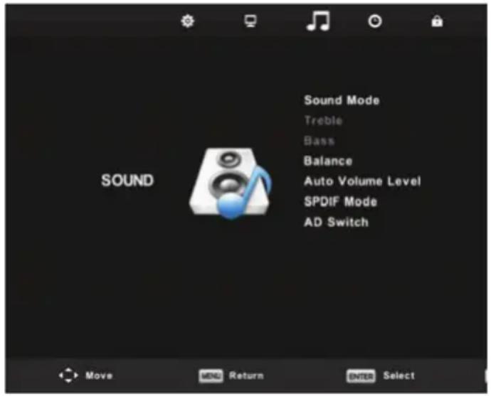 Orava LT-515 - Menu SOUND (Zvuk) - 1