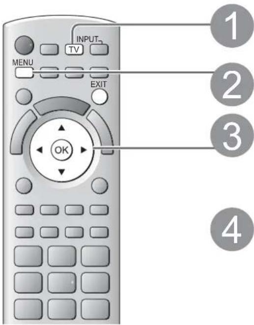 INPUT TV MENU EXIT OK 1 2 3 4