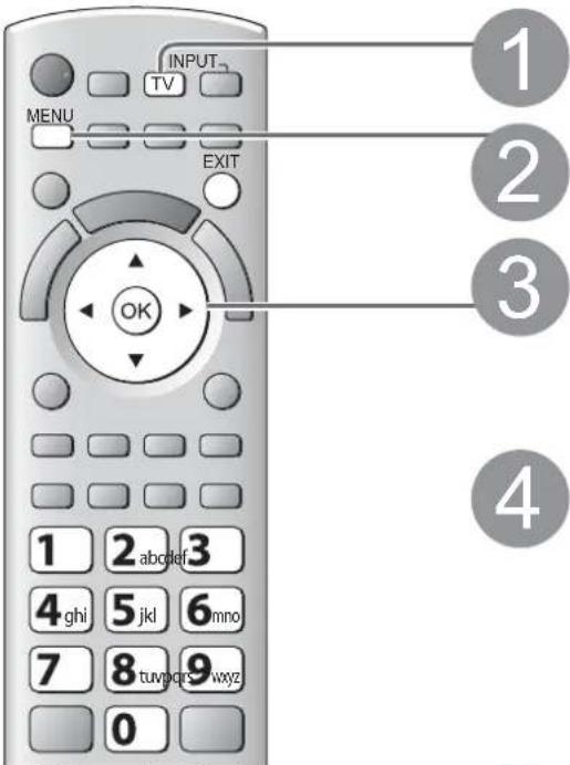 INPUT TV MENU EXIT 1 2 3 4 1 2 abcdef 3 4 ghi 5 jkl 6 mno 7 8 tuvycqs wxyz 0