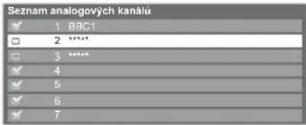 Seznam analogových kanálu ✓ 1 BBC1 ☐ 2 ***** ☐ 3 ***** ✓ 4 ✓ 5 ✓ 6 ✓ 7