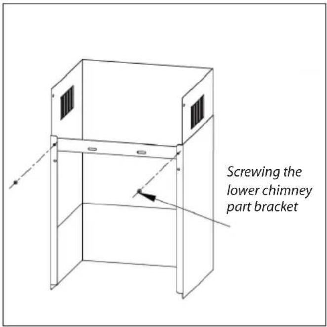 Screwing the lower chimney part bracket