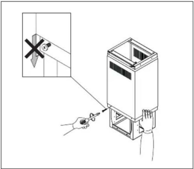 Diagram showing a hand using a screwdriver to adjust or install a device, with an inset highlighting the switch mechanism.