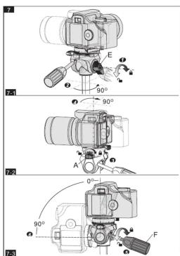 Technical diagram showing mechanical assembly steps with labeled components and angular measurements
