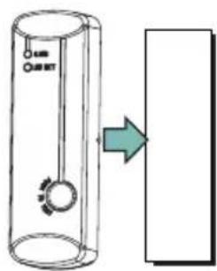 Diagram showing a cylindrical device with a rotary knob and an arrow pointing to a rectangular panel, labeled in Chinese.