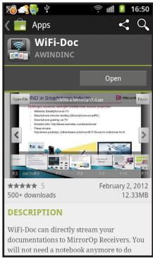 16:50 Apps WiFi-Doc AWINDINC Open File Edit View Help Download from Smartmoog/ Solomon.com or Microsoft Teams 4.1.1 Windows 8.2.1.1.1.1.1.1.1.1.1.1.1.1.1.1.1.1.1.1.1.1.1.1.1.1.1.1.1.1.1.1.1.1.1.1.1.1.1.1.1.1.1.1.1.1.1.1.1.1.1.1.2 NEW築器: 5 500+ downloads February 2, 2012 12.33MB DESCRIPTION WiFi-Doc can directly stream your documentations to MirrorOp Receivers. You will not need a notebook anymore to do