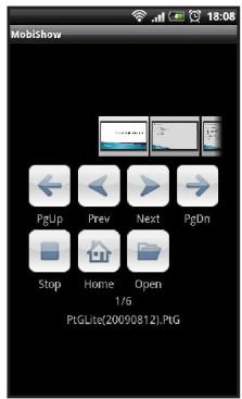 MobiShow PgUp Prev Next PgDn Stop Home Open 1/5 PtGLite(20090812); PtG