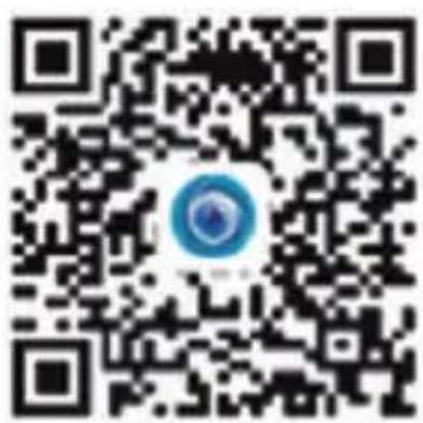 QR code with a blue circular logo in the center, likely linking to a digital resource or website.