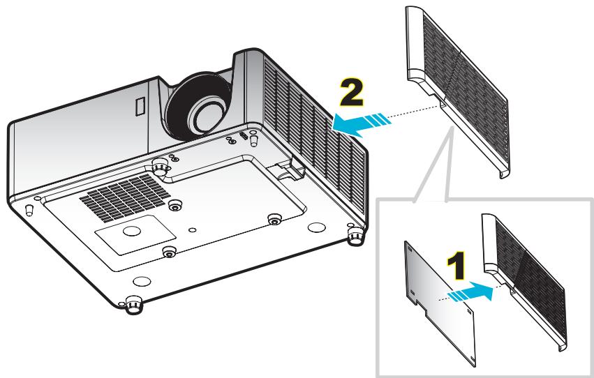 OPTOMA ZX300 - Installer et nettoyer le filtre à poussière - 1