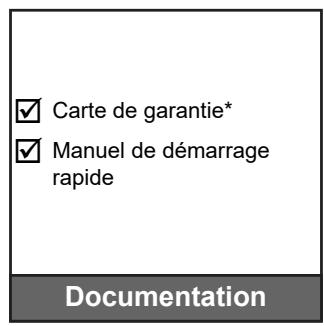 Carte de garantie* Manuel de démarrage rapide Documentation