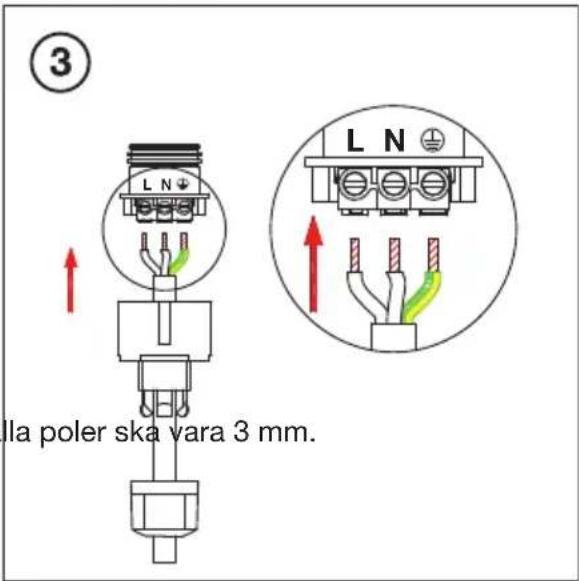 ③ la poler ska vara 3 mm.