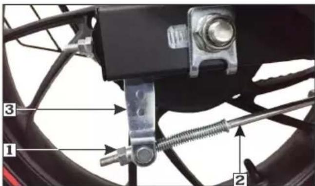 Labeled diagram of bicycle wheel components showing parts 1, 2, and 3 with annotations