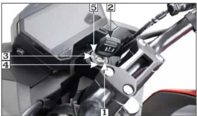 Labeled mechanical component diagram showing numbered parts of a motorcycle's engine and suspension system