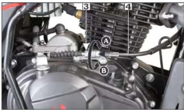 Technical diagram of an automotive engine with labeled components A and B, showing internal components and wiring.