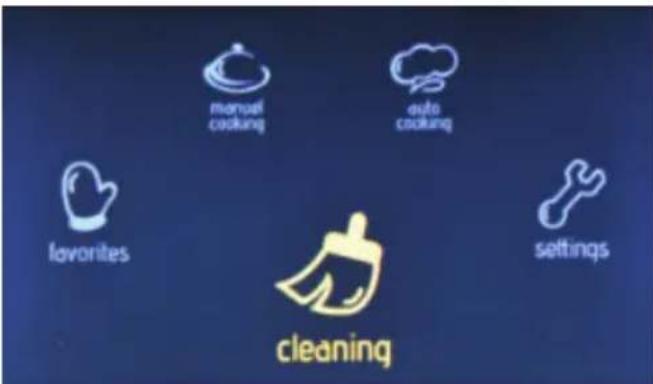 manual cooking auto cooking favorites cleaning settings