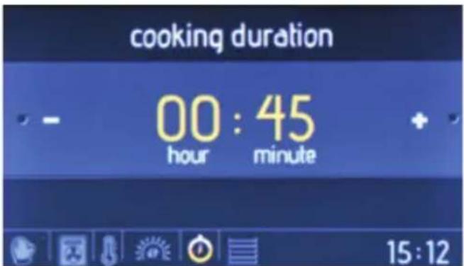 cooking duration 00 : 45 hour minute 15:12