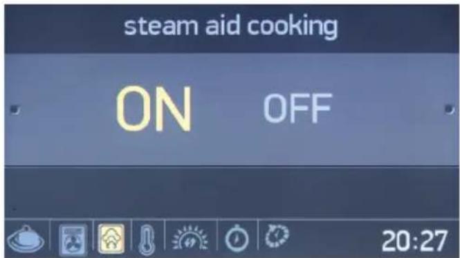 steam aid cooking ON OFF 20:27