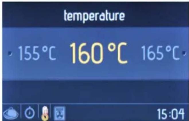 temperature 155°C 160°C 165°C 15:04