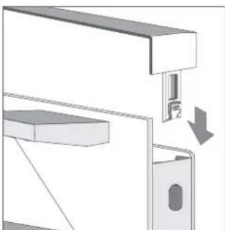 Technical diagram showing a mechanical assembly with a bracket and a valve, no text or symbols present