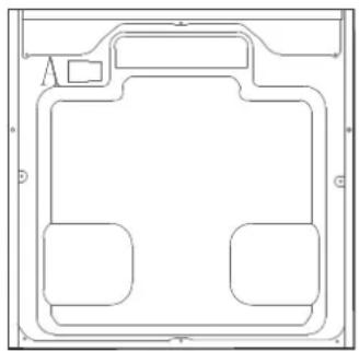 Pure technical line drawing of a rectangular frame with internal compartments and no text or symbols
