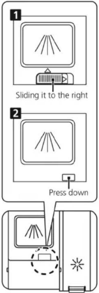 Sliding it to the right Press down