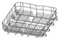 3D wireframe model of a rectangular metal tray or container with internal mesh structure (no text or symbols)