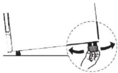 Diagram showing a hand holding a tool with an arrow indicating motion, enclosed in a dashed circle (no text or symbols)