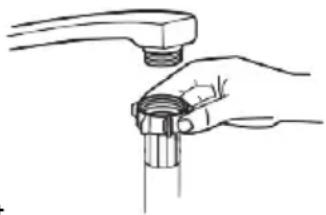Illustration of hands using a tool to adjust a pipe fitting (no text or symbols present)