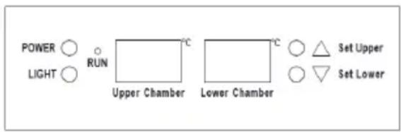 POWER ○ RUN °C LIGHT ○ Upper Chamber Lower Chamber Set Upper ○ △ Set Lower ○ ▽ Set Lower