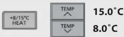 +8/15°C HEAT TEMP 15.0°C TEMP 8.0°C