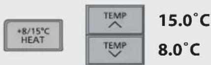 +8/15°C HEAT TEMP 15.0°C TEMP 8.0°C