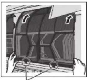 Illustration of a hand holding a curved object with directional arrows, no visible text or symbols