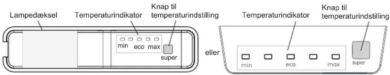 Lampedæksel Temperaturindikator Knap til temperaturindstilling min eco max super eller Temperaturindikator Knap til temperaturindstilling min eco max super