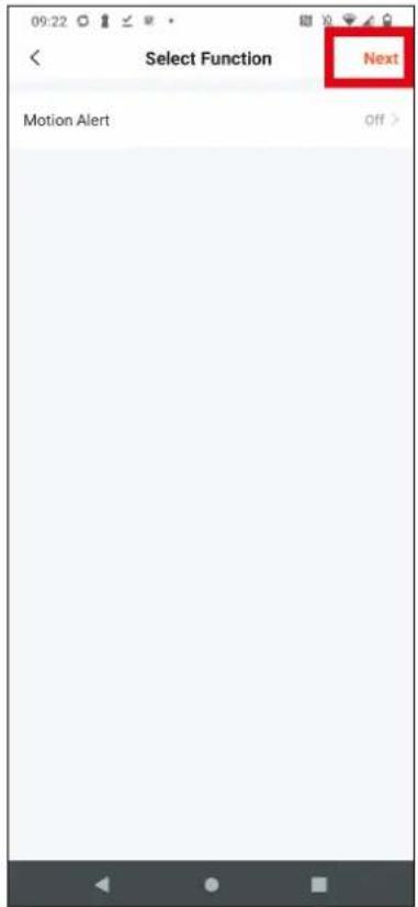 09:22 Select Function Next Motion Alert Off >