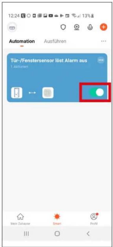 12:24 Automation Ausführen Tür-/Fenstersensor löst Alarm aus 1 Aktionen Mein Zaharue Smart Profit
