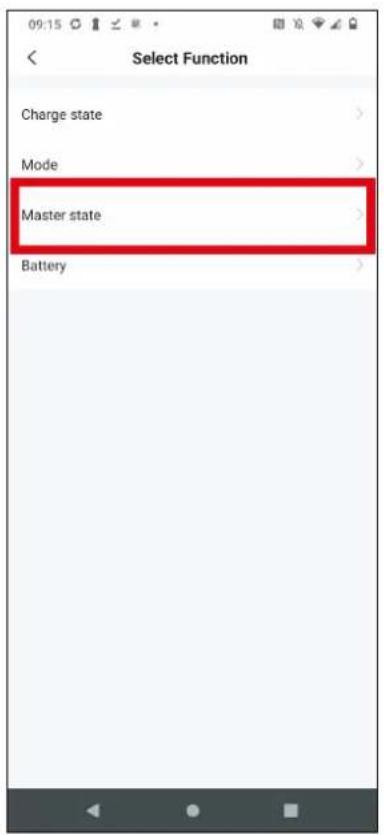 Select Function Charge state Mode Master state Battery